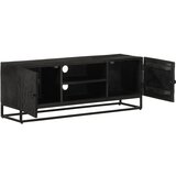 TV ormarić crni 110x30x40 cm od masivnog drva manga i željeza | shoptok.hr