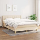  Krevet s oprugama i madracem krem 140 x 190 cm od tkanine | shoptok.hr
