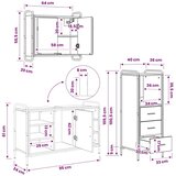 Set ormarića za kupaonicu 3 kom. Crni hrast 40 x 36 x 109 5 cm - Crni hrast Ormar ispod sudopera (1 vrata i 2 police) + viseći o | shoptok.hr