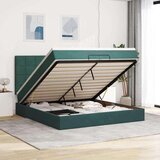 vidaXL Otomanski posteljni okvir z vzmetnicami zelen 200x200cm žamet, (22054107) | Shoptok.si