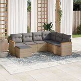  7-dijelni set vrtnih sofa s jastucima bež od poliratana | shoptok.hr