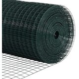 vidaXL varjena žična ograja z 7 flanšnimi stebri Zelena 1,5x10 m Jeklo | Shoptok.si