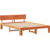 vidaXL Krevetni okvir s uzglavljem vax smeđe boje 160x200 cm od masivne borovine | shoptok.hr