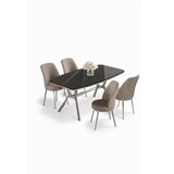 Hanah home Set trpezarijskog stola i stolica (5 delova)Lena Black Marble Chrome Cappuccino | Eponuda.com