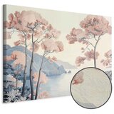  Slika - Landscape with the Ocean Cliffs and Trees in Delicate Pink Shades 90x60 Premium Print | shoptok.hr