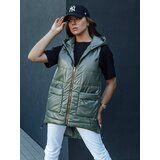 DStreet Women's quilted long vest with hood JESS green Cene