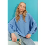 Trend Alaçatı Stili Sweater - Blue - Oversize