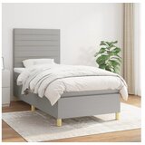  Box spring postelja z vzmetnico svetlo siva 80x200 cm blago | Shoptok.si