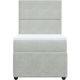 vidaXL Box spring postelja z vzmetnico svetlo siva 90x200 cm žamet | Shoptok.si