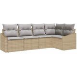  Sjedeća garnitura za vrt 5 kom. Bež i svijetlo siva poliratan 233,5 x 123,5 x 85 cm | shoptok.hr