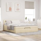 vidaXL otomanski krevet s madracem i LED krem 180x200cm od tkanine | shoptok.hr