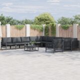 vidaXL Vrtna sedežna garnitura 11 pcs Antracitna Jeklo | Shoptok.si