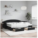 vidaXL Izvlečna dnevna postelja s predali črna 90x190 cm žam | Shoptok.si