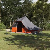 vidaXL Družinski Šotor Tipi Sivo in Oranžno 10-Oseba Vodoodporen | Shoptok.si