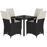  5-dijelni vrtni blagovaonski set s jastucima od poliratana crni Crna 90 x 90 x 75 cm | shoptok.hr