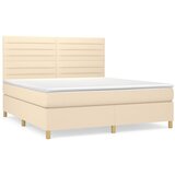 vidaXL Box spring postelja z vzmetnico krem 160x200 cm blago, (20894802) | Shoptok.si