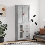 vidaXL Visoka komoda siva betona 69 5x34x180 cm od konstruiranog drva | shoptok.hr