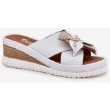 ARTIKER Leather Women's Wedge Sandals With Decorative Flower 52C0537 White | Shoptok.si