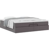 vidaXL Otomanski posteljni okvir z vzmetnicami siv 200x200cm um. usnje, (21607103) | Shoptok.si
