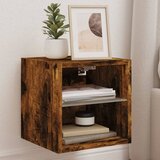 Maison Chic Stenska TV omarica - TV stojalo - Televizijska omarica z LED lučkami dimljeni hrast 30x28,5x30 cm, (21702417) | Shoptok.si