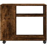 vidaXL Bočni stolić s kotačima boja hrasta 70x35x60 cm drveni | shoptok.hr