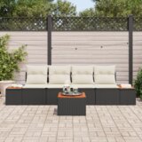 vidaXL set sofe za vrt s jastučićima, crni poli ratan, akacija | shoptok.hr