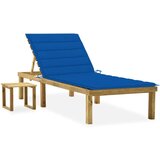  Vrtni ležalnik z mizico in blazino impregnirana borovina, (20663157) | Shoptok.si