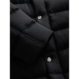 Ombre Men's lightweight jacket of combined materials with hood and decorative quilting - black | Shoptok.si