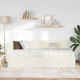 vidaXL Kotna postelja z vzmetnico z vzglavjem krema 90 x 200 cm Žamet | Shoptok.si