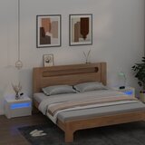 vidaXL Nočna omarica 2 kosa z LED lučkami visok sijaj bela 60x35x40 cm | Shoptok.si