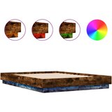 Maison Chic Posteljni okvir - Dvoposteljna postelja - Zakonska postelja z LED diodami dimljeni hrast 120x200 cm, (21693921) Cene