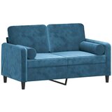 vidaXL Dvosjed s ukrasnim jastucima plavi 120 cm baršunasti | shoptok.hr