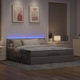 vidaXL Otomanski krevet s madracem i LED smeđesivi 160x200cm tkanine Cijene