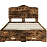  Okvir za krevet s uzglavljem Dimljeni hrast 135 x 190 cm | shoptok.hr