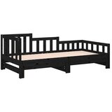  Dnevni ležaj na izvlačenje crni 2x (80x200) cm masivna borovina | Eponuda.com