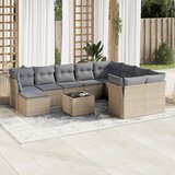 Maison Chic Seti vrtnega pohištva - Vrtna garnitura - Vrtni pohištvo set 11-delna z blazinami bež poli ratan, (21809986) | Shoptok.si