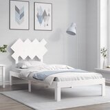 vidaXL Posteljni okvir z vzglavjem bel 90x200 cm trden les Cene