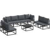 vidaXL Vrtna sedežna garnitura z blazino 9 pcs Črna Aluminij, (5000154589) | Shoptok.si
