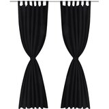  2 komada Crna mikro-satenska zavjesa s tregerima 140 x 225 cm | shoptok.hr