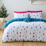 Catherine Lansfield Bijela/plava posteljina za krevet za jednu osobu od mikrovlakana 135x200 cm Christmas Tree – | shoptok.hr