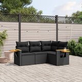  The Living Store Vrtna sedežna garnitura 4-delna z blazinami črna poli ratan - Vrtna Sedežna Garniture, (21478643) | Shoptok.si