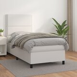 vidaXL Box spring postelja z vzmetnico bel 90x190 cm umetno usnje Cene