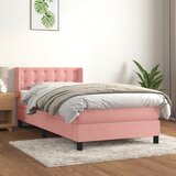 The Living Store Box spring postelja z vzmetnico roza 100x200 cm žamet - Box Spring Postelja, (21491537) Cene