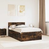  Krevetna konstrukcija s uzglavljem Dimljeni hrast 135 x 190 cm | shoptok.hr