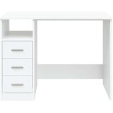 vidaXL Pisalna miza s predali bela 102x50x76 cm inženirski les | Shoptok.si