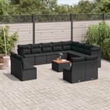  13-dijelni set vrtnih sofa s jastucima poliratan crni | shoptok.hr