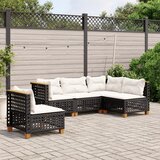 Maison Chic Seti vrtnega pohištva - Vrtna garnitura - Vrtni pohištvo set 5-delna z blazinami črn poli ratan, (21817775) | Shoptok.si