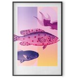  Plakat - Fantastic Fish - artistic illustration of fish on a colorful background 60x90 Crni okvir | shoptok.hr