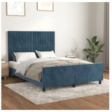 vidaXL Posteljni okvir z vzglavjem temno moder 140x190 cm ža Cene