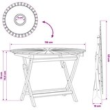  Preklopni vrtni stol Prirodna Ø 110 x 75 cm Čvrsto teak drvo | Eponuda.com
